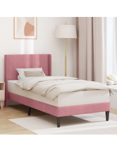 Struttura del letto con testiera Rosa 100 x 200 cm Velluto