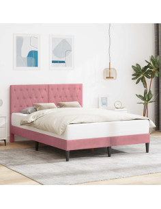 Struttura del letto con testiera Rosa 140 x 190 cm Velluto