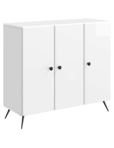 Credenza Bianco Lucido 89 x 34,5 x 80 cm Legno ingegnerizzato