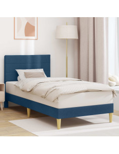 Struttura del letto con testiera Blu 90 x 200 cm Tessuto