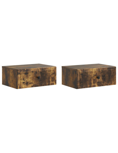 Armadio da Notte 2 pcs Rovere Fumo 49 x 34,5 x 20 cm