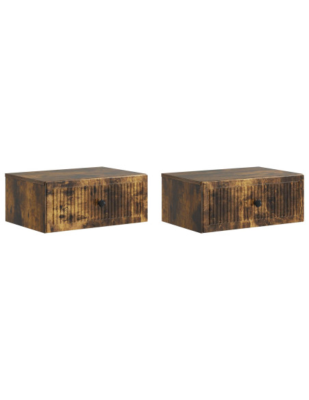 Armadio da Notte 2 pcs Rovere Fumo 49 x 34,5 x 20 cm