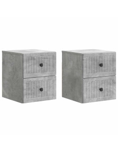 Mobiletto da notte a muro con cassetto 2 pcs Grigio Cemento