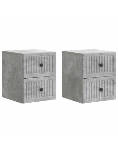 Mobiletto da notte a muro con cassetto 2 pcs Grigio Cemento