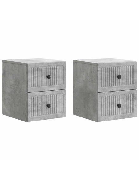 Mobiletto da notte a muro con cassetto 2 pcs Grigio Cemento