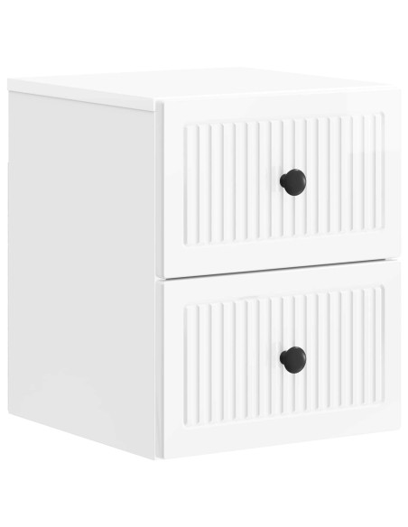 Mobiletto da notte a muro Bianco Lucido 33 x 34,5 x 40 cm