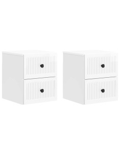 Mobiletto da notte a muro 2 pcs Bianco Lucido 33 x 34,5 x 40 cm