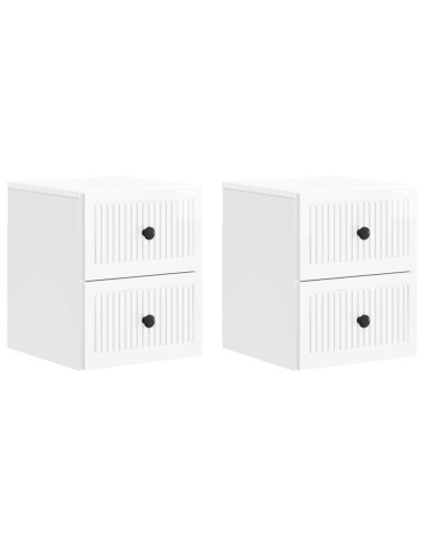 Mobiletto da notte a muro 2 pcs Bianco Lucido 33 x 34,5 x 40 cm