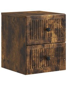Mobiletto da notte a muro Rovere Fumo 33 x 34,5 x 40 cm