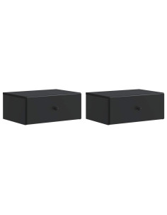 Mobiletto da notte a muro 2 pcs Nero 49 x 34,5 x 20 cm