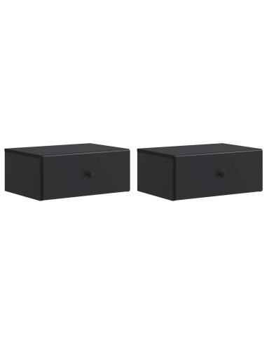 Mobiletto da notte a muro 2 pcs Nero 49 x 34,5 x 20 cm