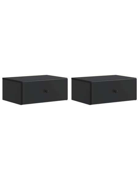 Mobiletto da notte a muro 2 pcs Nero 49 x 34,5 x 20 cm