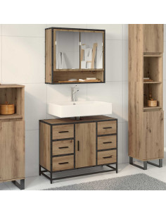 Mobile da Bagno con cassetto Rovere artigianale 80 x 33 x 60 cm