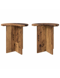 Tavolo laterale 2 pcs Legno antico Ø 39 x 38 cm