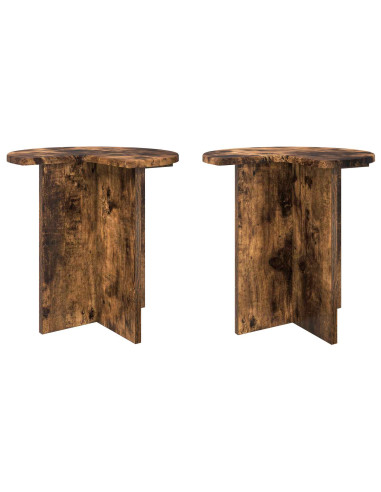 Tavolo laterale 2 pcs Rovere Fumo Ø 39 x 38 cm