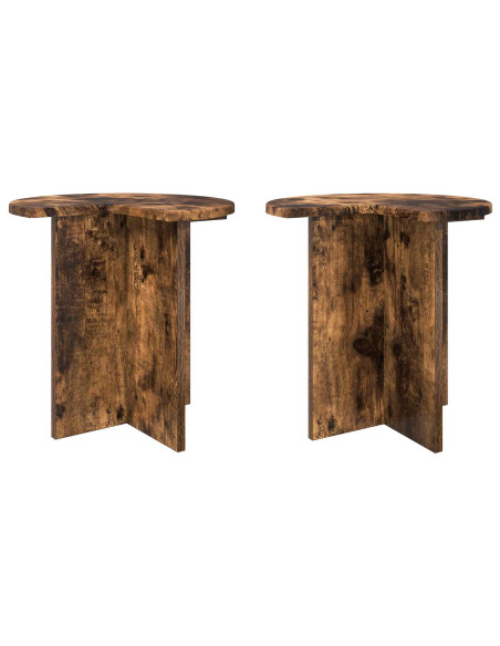 Tavolo laterale 2 pcs Rovere Fumo Ø 39 x 38 cm