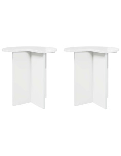 Tavolo laterale 2 pcs Bianco Lucido Ø 39 x 38 cm