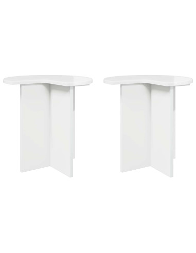 Tavolo laterale 2 pcs Bianco Lucido Ø 39 x 38 cm