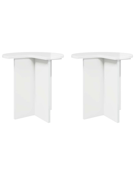 Tavolo laterale 2 pcs Bianco Lucido Ø 39 x 38 cm