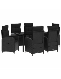 Set Tavolo da Salotto con cuscino con cuscino 7 pcs Nero