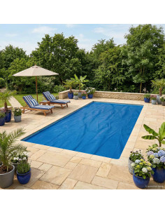 Copertura per Piscina di Alta Qualità Nero e Blu 975 x 488 cm