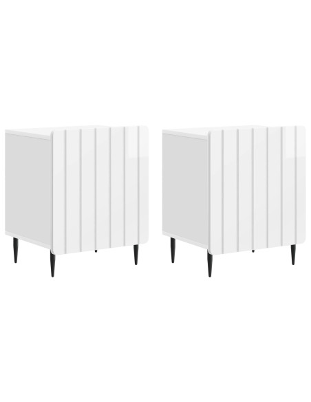 Armadio da Notte 2 pcs Bianco Lucido 43 x 34,5 x 52 cm