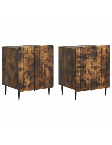 Armadio da Notte 2 pcs Rovere Fumo 43 x 34,5 x 52 cm