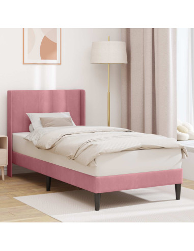 Struttura del letto con testiera Rosa 90 x 190 cm Velluto