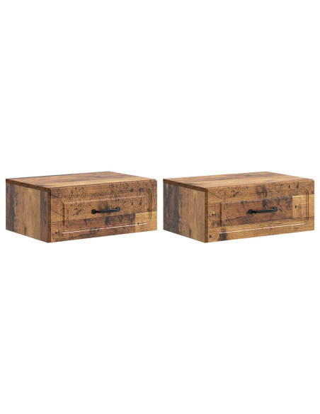 Mobiletto da notte a muro 2 pcs Legno antico 49 x 34,5 x 20 cm