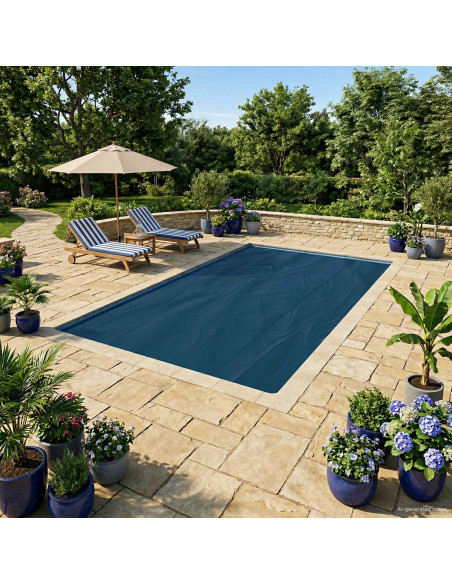 Copertura per piscina extra pesante Nero e Blu 400 x 200 cm PE