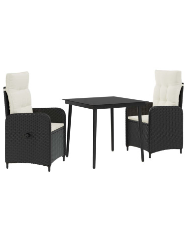 Set Tavolo da Salotto con cuscino 3 pcs Nero e Bianco Crema