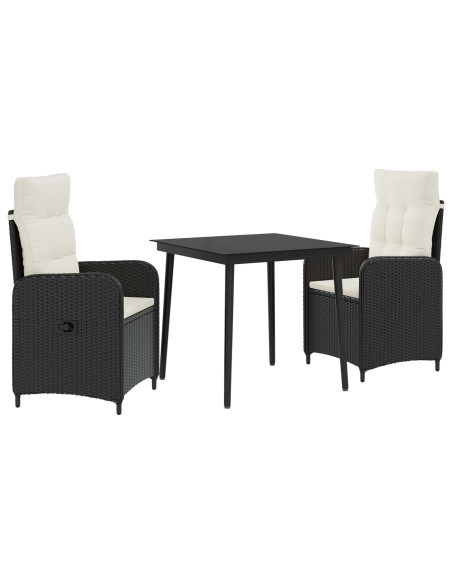 Set Tavolo da Salotto con cuscino 3 pcs Nero e Bianco Crema