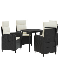 Set Tavolo da Salotto con cuscino 5 pcs Nero e Bianco Crema