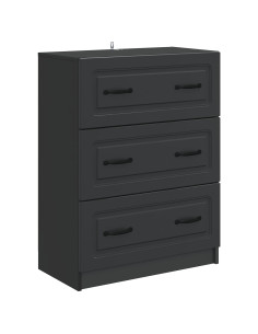 Mobile con Cassetti Nero 66 x 34,5 x 87 cm Legno ingegnerizzato