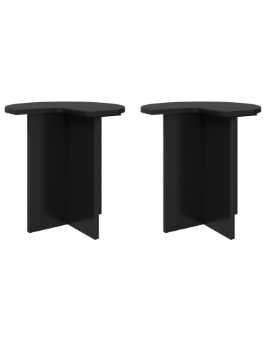 Tavolo laterale 2 pcs Rovere Nero Ø 39 x 38 cm