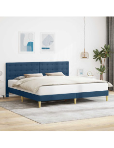 Struttura del letto con testiera Blu 200 x 200 cm Tessuto