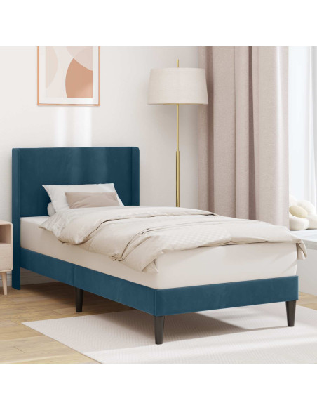 Struttura del letto con testiera Blu 90 x 200 cm Velluto