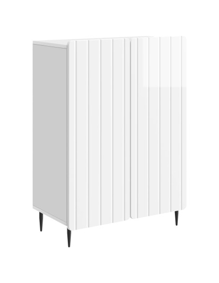 Credenza Bianco Lucido 66 x 34,5 x 92 cm Legno ingegnerizzato
