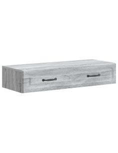 Tavolino da Parete Laterale Grigio Sonoma 87,5 x 34,5 x 17 cm