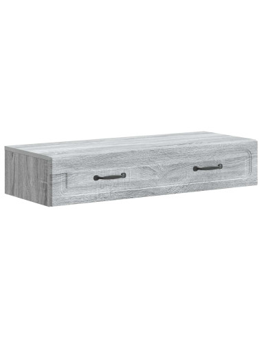Tavolino da Parete Laterale Grigio Sonoma 87,5 x 34,5 x 17 cm