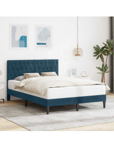 Struttura del letto con testiera Blu 140 x 200 cm Velluto