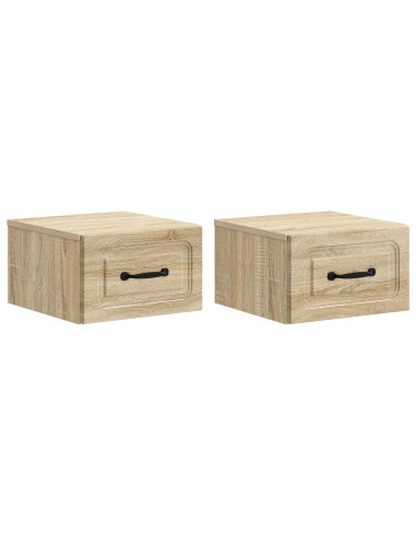 Mobiletto da notte a muro 2 pcs Rovere Sonoma 34,5 x 33 x 20 cm