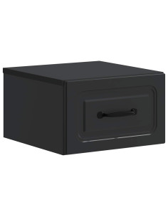 Mobiletto da notte a muro con cassetto Nero 34,5 x 33 x 20 cm