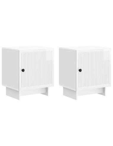 Armadio da Notte 2 pcs Bianco Lucido 43 x 34,5 x 50 cm