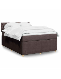 Giroletto a Molle con Materasso Marrone Scuro 160x200cm Tessuto