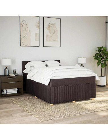 Giroletto a Molle con Materasso Marrone Scuro 160x200cm Tessuto