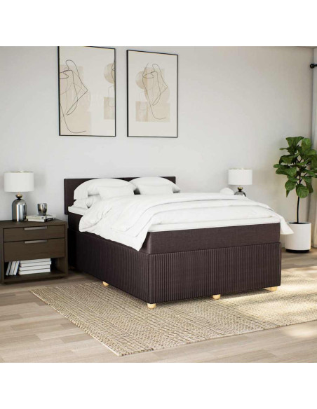 Giroletto a Molle con Materasso Marrone Scuro 160x200cm Tessuto