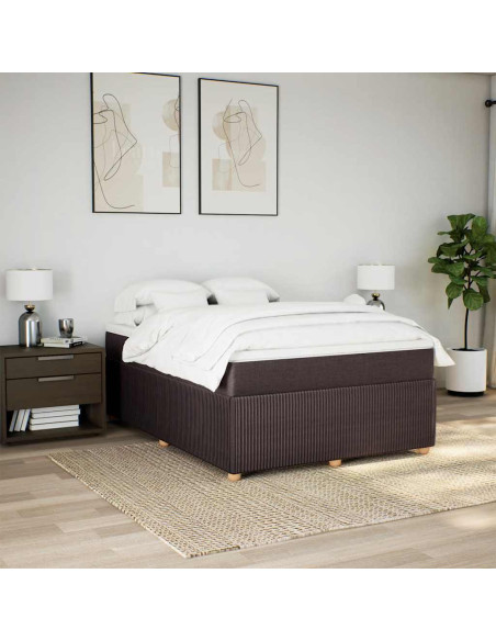 Giroletto a Molle con Materasso Marrone Scuro 160x200cm Tessuto
