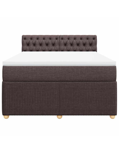 Giroletto a Molle con Materasso Marrone Scuro 160x200cm Tessuto