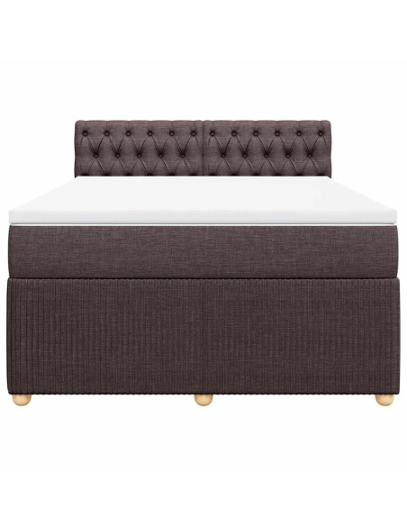 Giroletto a Molle con Materasso Marrone Scuro 160x200cm Tessuto